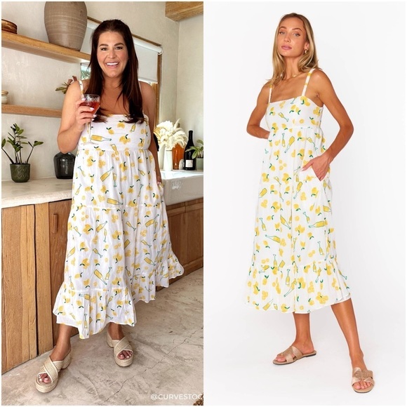 SHOW ME YOUR MUMU Summer Fling Midi Dress In Limoncello Embroidery - Picture 1 of 8